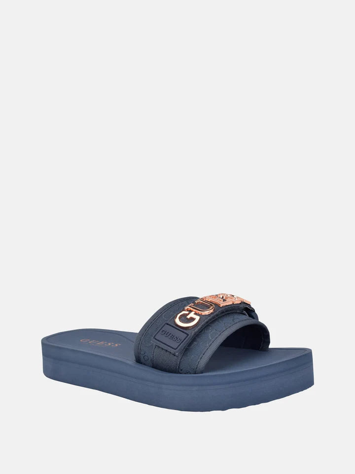 Guess peers logo slide sandals Azul