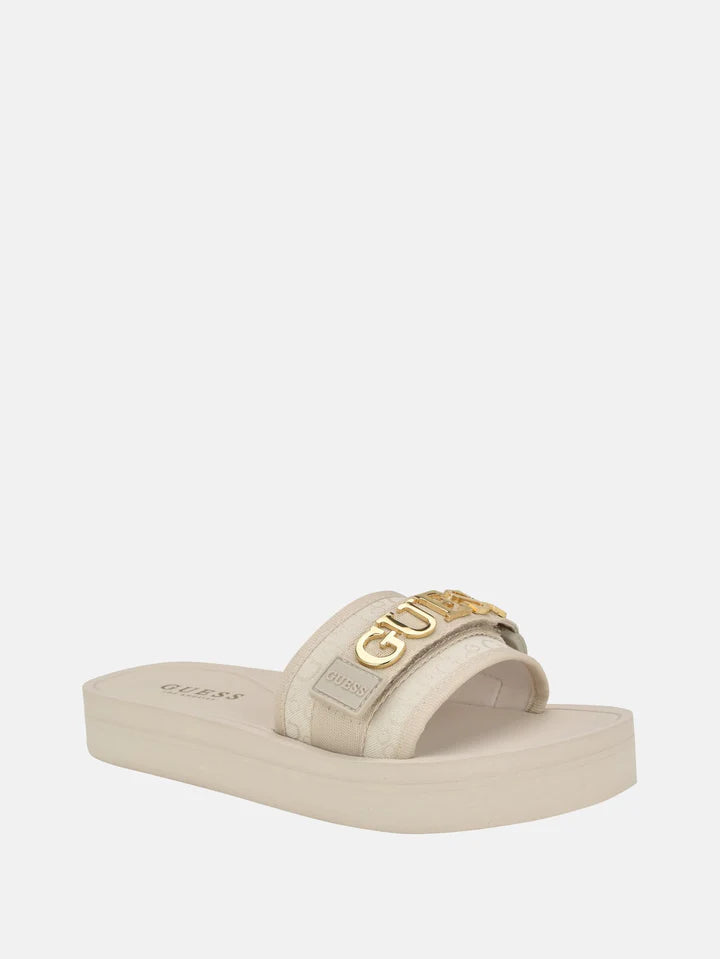 Guess peers logo slide sandals Blancas